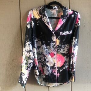 Victoria's Secret Black Floral Pajama Top